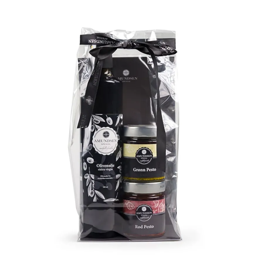 Mat>AMUNDSEN TRADING Amundsen Gavepose Olivenolje/Rød Pesto/Grønn Pesto