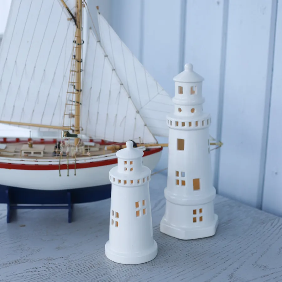 Dekor>PORSGRUNDS PORSELÆNSFABRIK Fyrtårn Lykt 25 cm – Porsgrund Porselen | Maritim stemning med LED