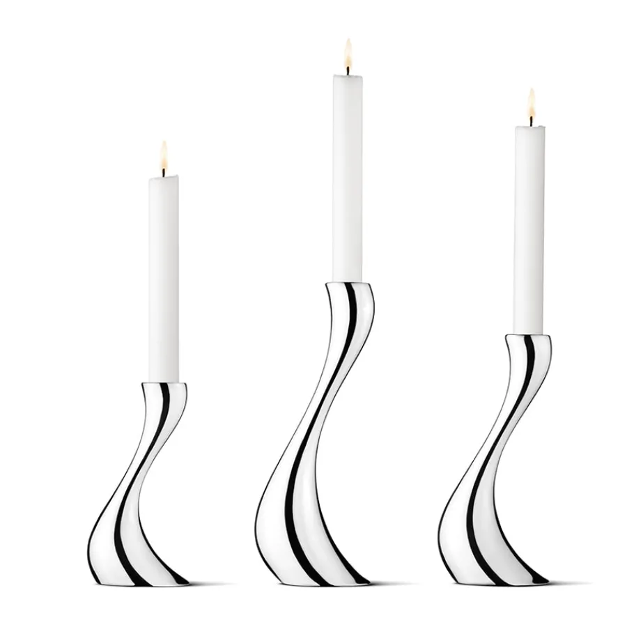Dekor>GEORG JENSEN Cobra Lysestake 3pk Blankt Rustfritt stål