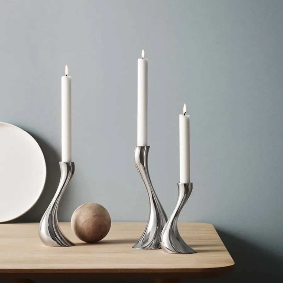 Dekor>GEORG JENSEN Cobra Lysestake 3pk Blankt Rustfritt stål
