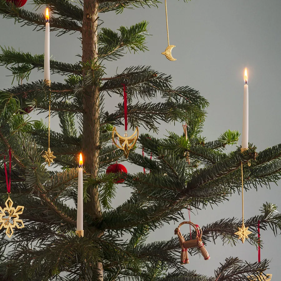 Lys>GEORG JENSEN Julepynt 2024 Lysholder Sett Måne & Stjerne 18kt Forgylt