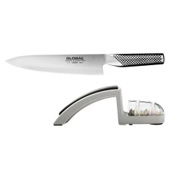 Kniver>GLOBAL Knivsett G-2 Kokkekniv Og H-220GB Knivsliper