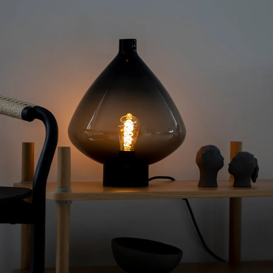 Bordlamper|Lamper Fra Hadeland Glassverk>HADELAND GLASSVERK Arkiv Bordlampe 4218 Røkgrå