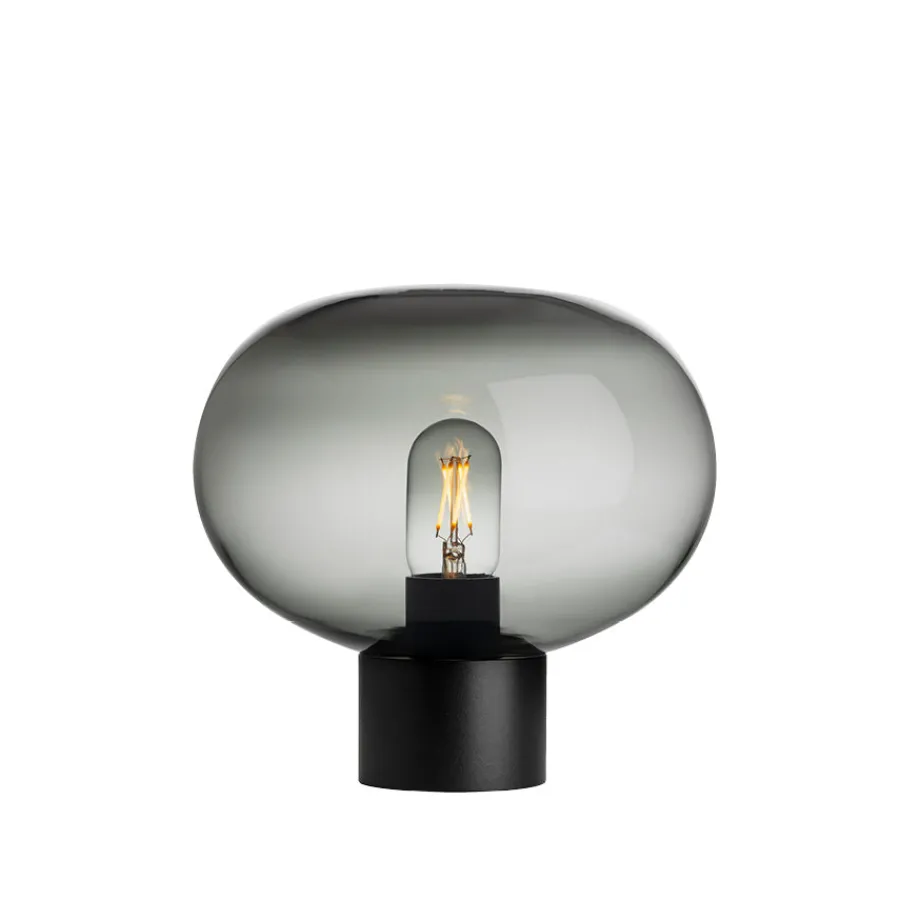 Bordlamper|Lamper Fra Hadeland Glassverk>HADELAND GLASSVERK Arkiv Bordlampe 4169 Røkgrå Liten