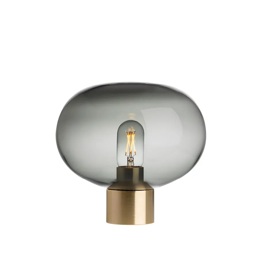Bordlamper|Lamper Fra Hadeland Glassverk>HADELAND GLASSVERK Arkiv Bordlampe 4169 Røkgrå Liten