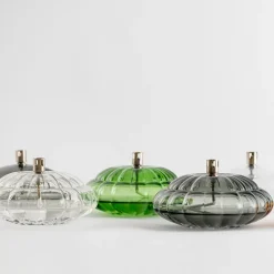 Lys>HADELAND GLASSVERK Aurora Oljelampe Optikk Grønn