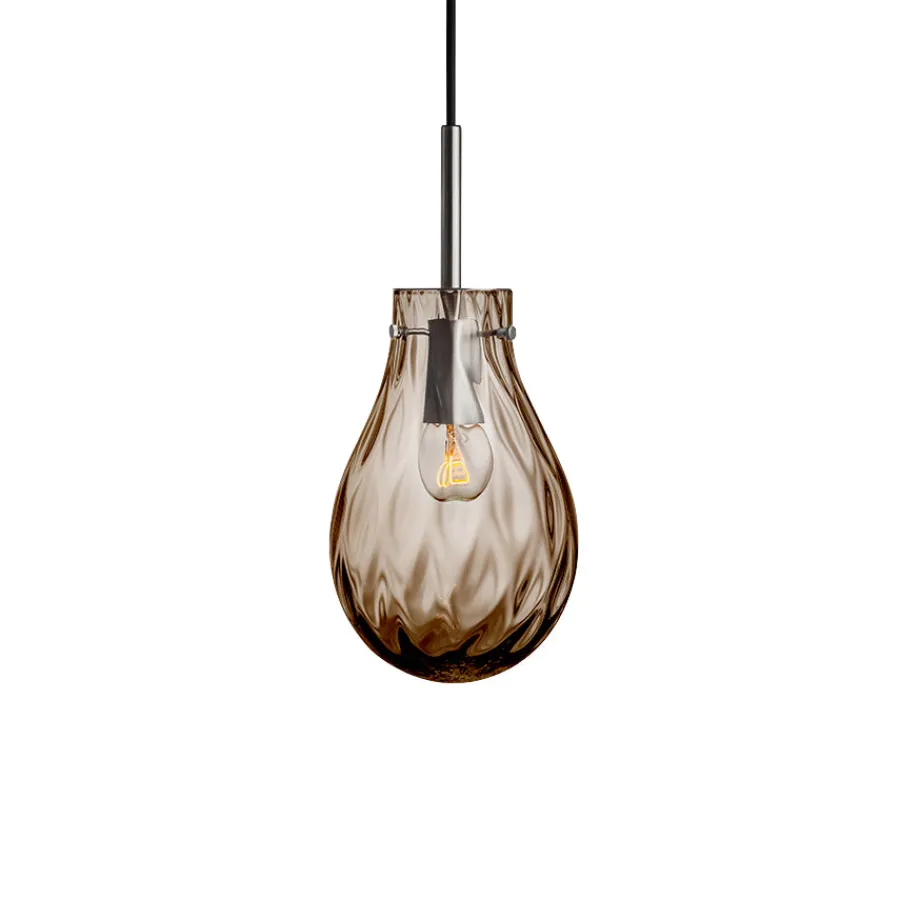 Taklamper|Lamper Fra Hadeland Glassverk>HADELAND GLASSVERK Dråpe Pendellampe Dobbeloptikk Kakao