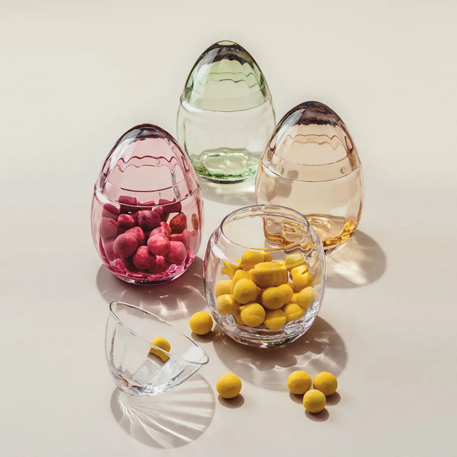 Skåler>HADELAND GLASSVERK Glassegg m/Lokk Rosa 15cm