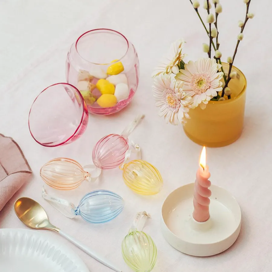 Skåler>HADELAND GLASSVERK Glassegg m/Lokk Rosa 15cm
