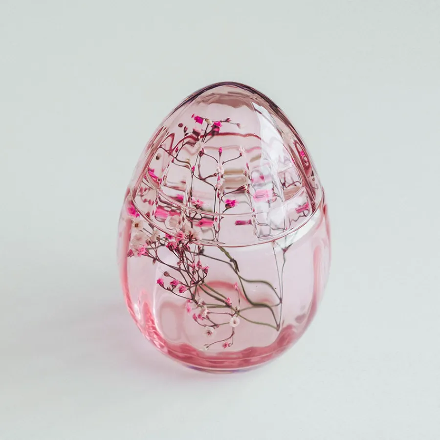 Skåler>HADELAND GLASSVERK Glassegg m/Lokk Rosa 15cm
