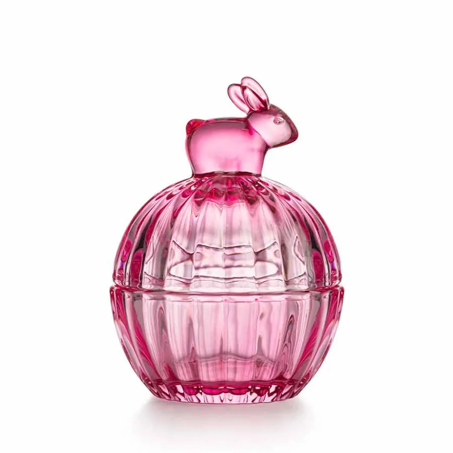 Skåler>HADELAND GLASSVERK Glasskål m/Lokk Hare Rosa 12,5cm