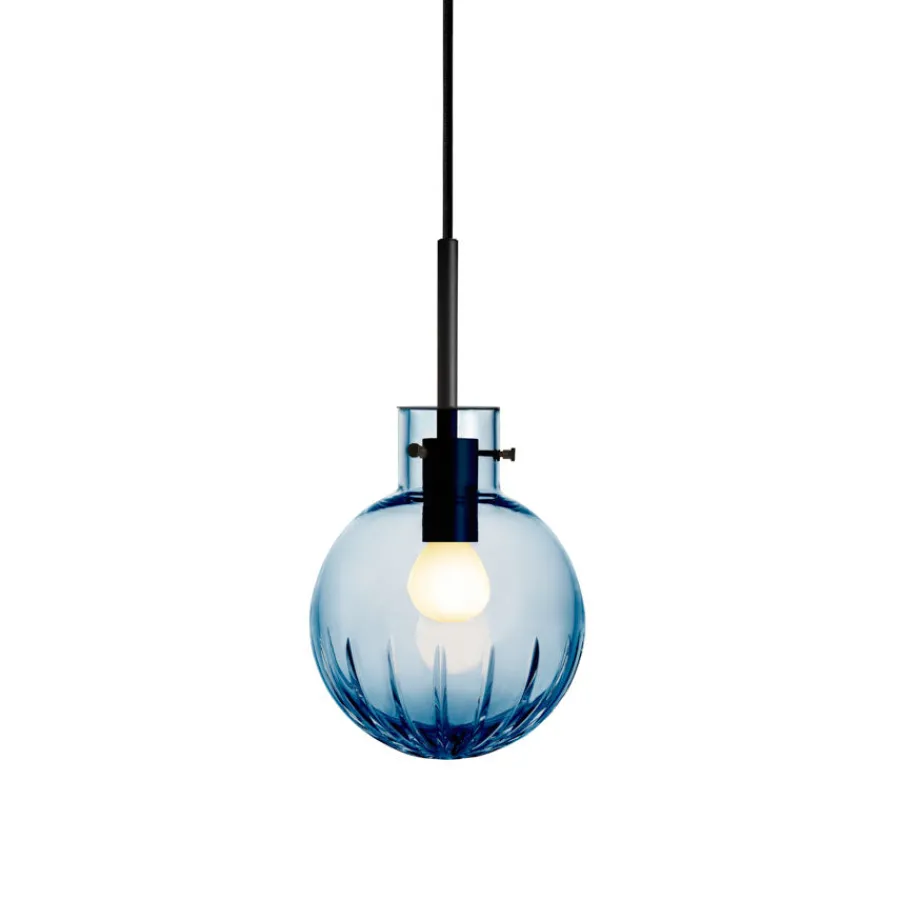 Taklamper|Lamper Fra Hadeland Glassverk>HADELAND GLASSVERK Krystallkule Taklampe Stor Stjerne Stålblå
