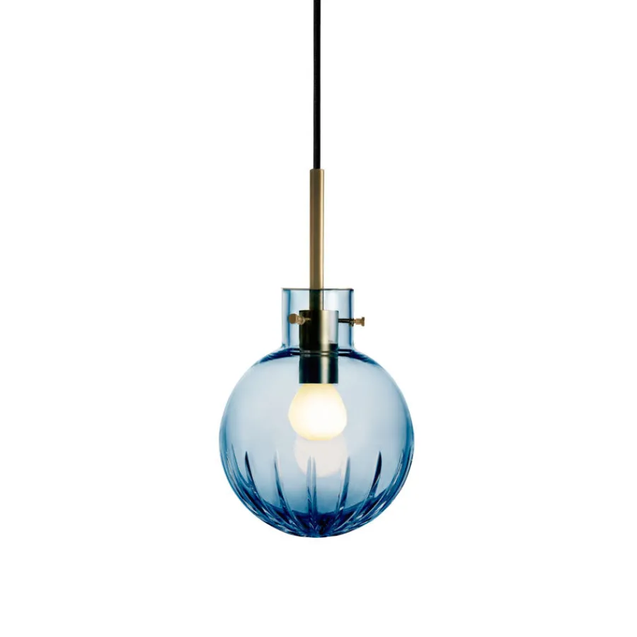 Taklamper|Lamper Fra Hadeland Glassverk>HADELAND GLASSVERK Krystallkule Taklampe Stor Stjerne Stålblå