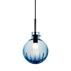 Taklamper|Lamper Fra Hadeland Glassverk>HADELAND GLASSVERK Krystallkule Taklampe Stor Stjerne Stålblå