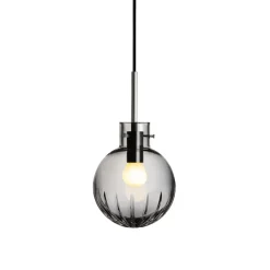Taklamper|Lamper Fra Hadeland Glassverk>HADELAND GLASSVERK Krystallkule Taklampe Stor Stjerne Røkgrå