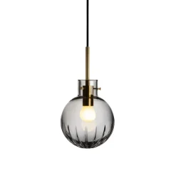 Taklamper|Lamper Fra Hadeland Glassverk>HADELAND GLASSVERK Krystallkule Taklampe Stor Stjerne Røkgrå