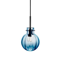 Taklamper|Lamper Fra Hadeland Glassverk>HADELAND GLASSVERK Krystallkule Taklampe Optikk Stålblå