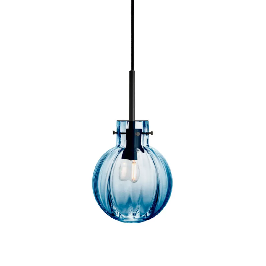 Taklamper|Lamper Fra Hadeland Glassverk>HADELAND GLASSVERK Krystallkule Taklampe Optikk Stålblå