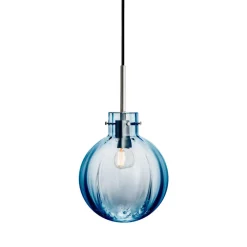 Taklamper|Lamper Fra Hadeland Glassverk>HADELAND GLASSVERK Krystallkule Taklampe Optikk Stålblå