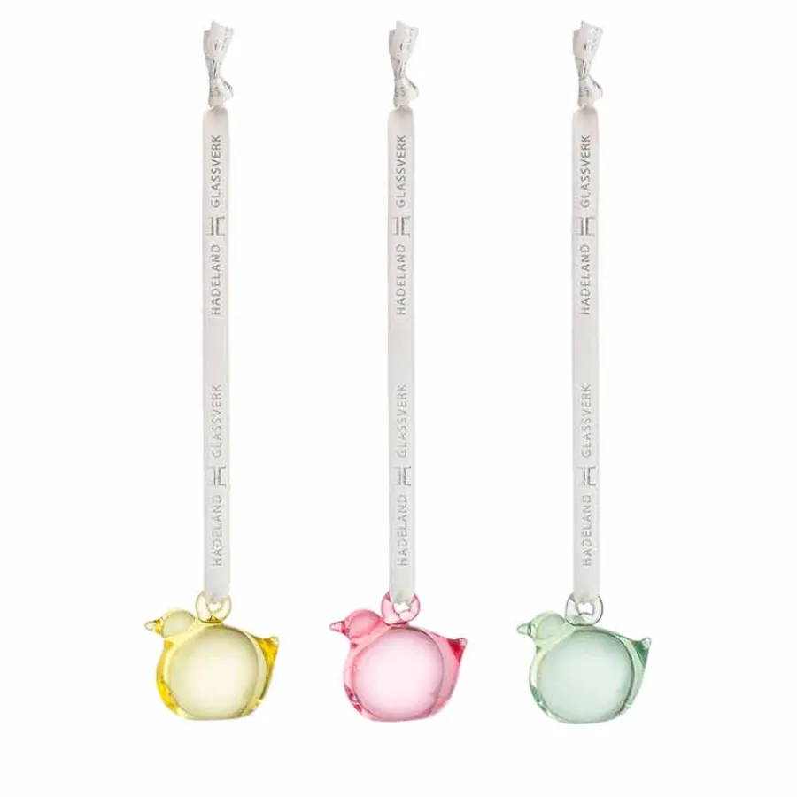 Dekor>HADELAND GLASSVERK Påskekyllinger Oppheng Klar 3pk