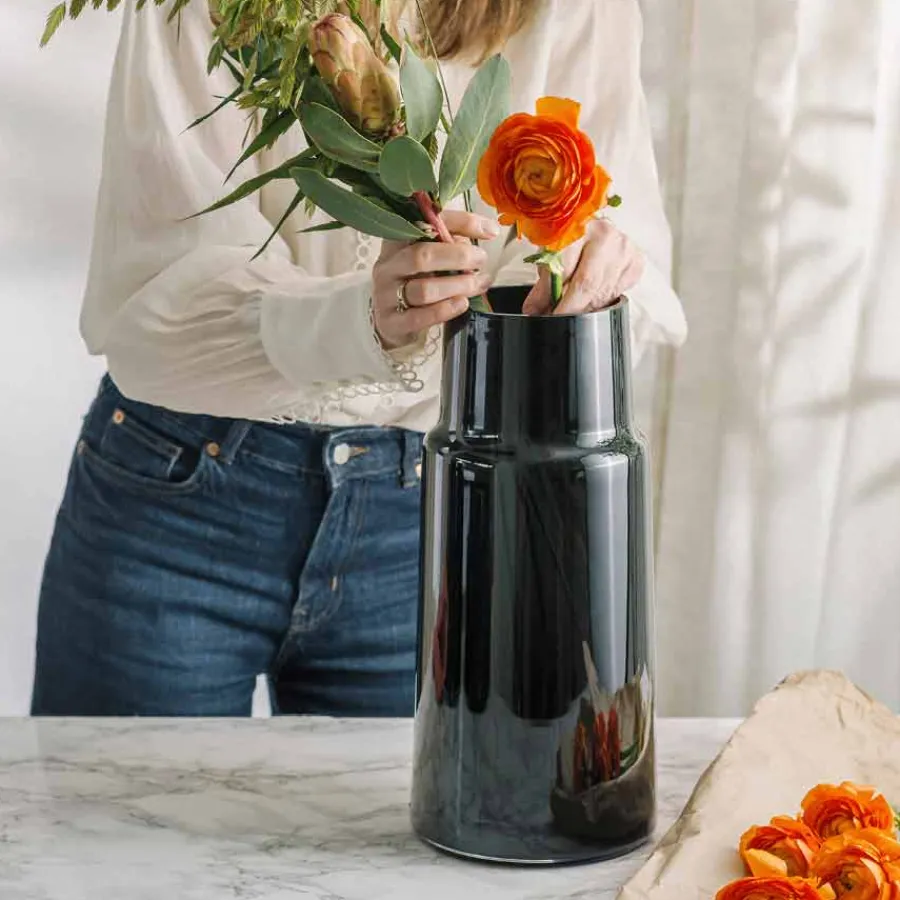 Dekor|Vaser>HADELAND GLASSVERK Tindre Vase Røkgrå 38,7cm