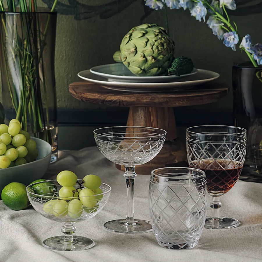 Champagne>HADELAND GLASSVERK Victoria Champagneskål Ruteslip 25cl Klar