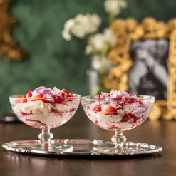 Skåler|Dessertskåler>HADELAND GLASSVERK Victoria Dessertskål Stett Ruteslip 25cl Klar