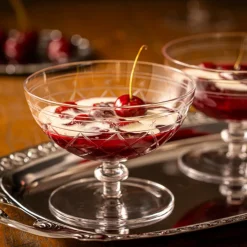Skåler|Dessertskåler>HADELAND GLASSVERK Victoria Dessertskål Stett Ruteslip 25cl Klar