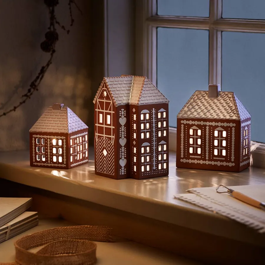 Lys>KÄHLER DESIGN Kähler Gingerbread Lyshus Liten Brun
