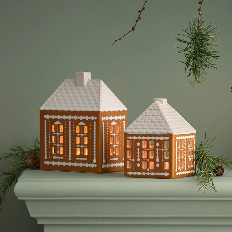 Lys>KÄHLER DESIGN Kähler Gingerbread Lyshus Medium Brun