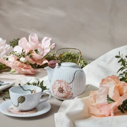 Kopper>KÄHLER DESIGN Kähler Hammershøi Poppy Tekopp m/Skål 38cl Hvit m/Dekor
