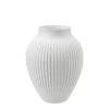 Vaser|Dekor>KNABSTRUP KERAMIK Vase 20cm Riflet Hvit