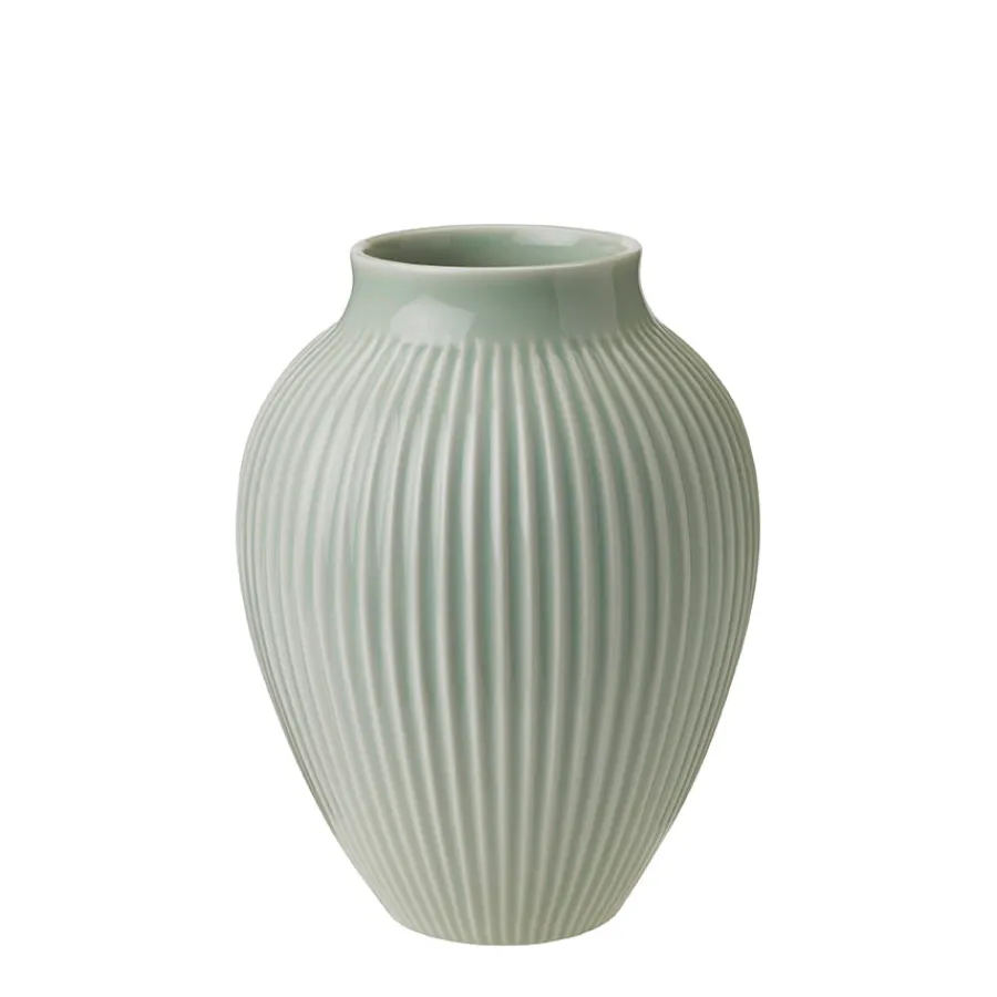 Dekor|Vaser>KNABSTRUP KERAMIK Vase 20cm Riflet Mint