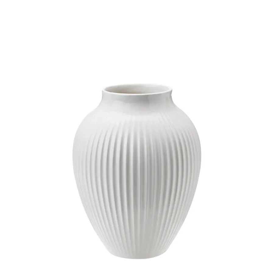 Dekor|Vaser>KNABSTRUP KERAMIK Vase 12,5cm Riflet Hvit