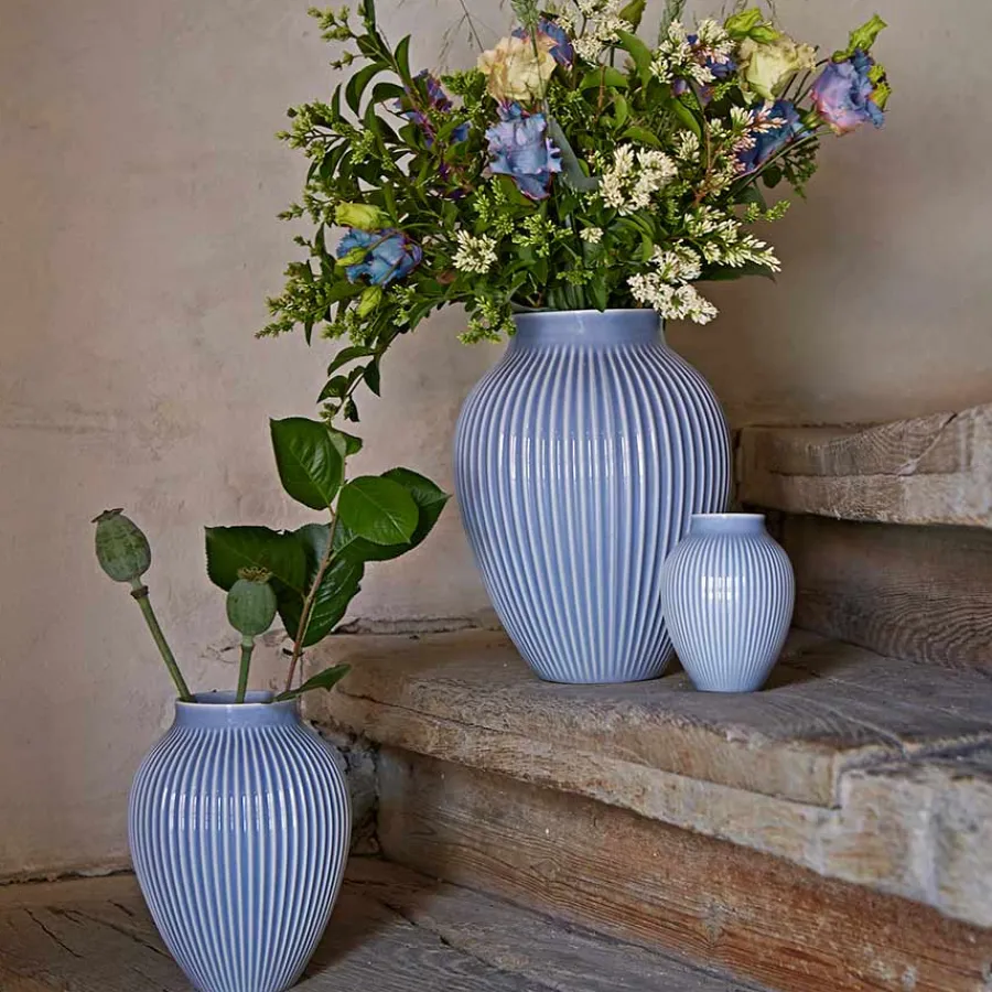 Dekor|Vaser>KNABSTRUP KERAMIK Vase 27cm Riflet Lavendel