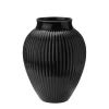 Dekor|Vaser>KNABSTRUP KERAMIK Vase 27cm Riflet Svart