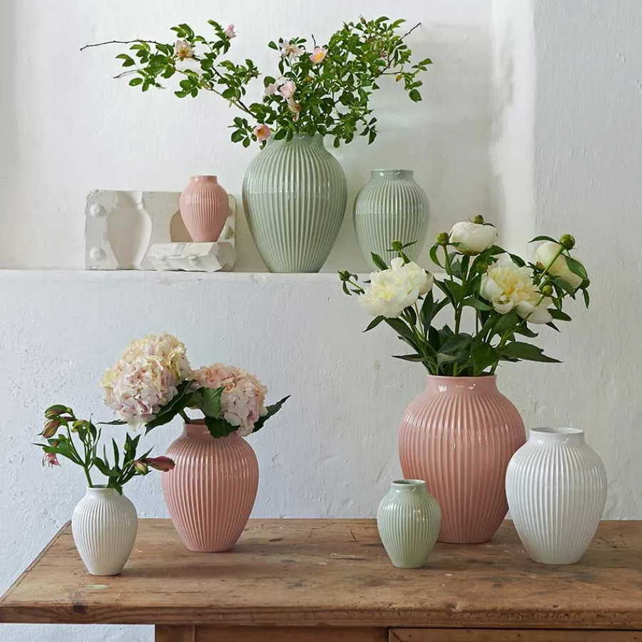 Dekor|Vaser>KNABSTRUP KERAMIK Vase 27cm Riflet Mint