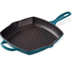 Støpejern>LE CREUSET Kvadratisk Grillpanne Støpejern 26cm Deep Teal