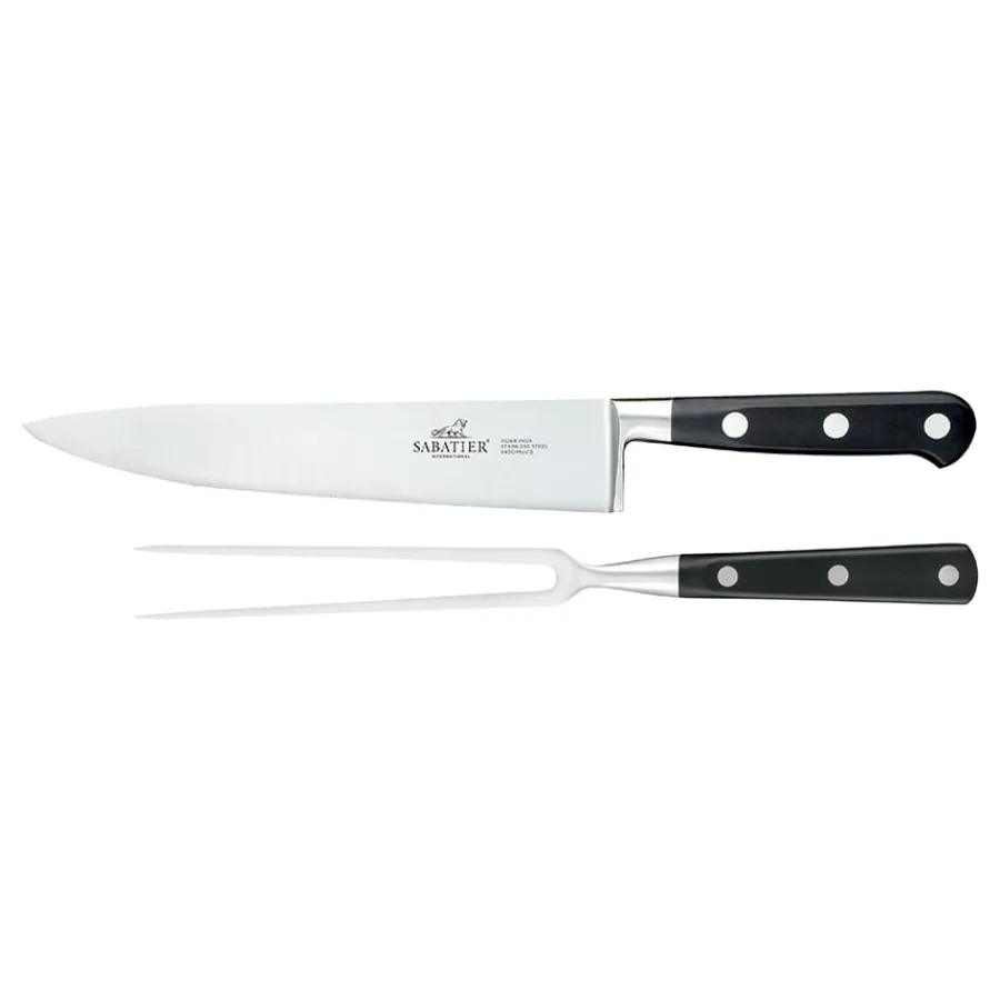 Kniver>LION SABATIER Licorne Tranchérsett 2 deler Stål Sort