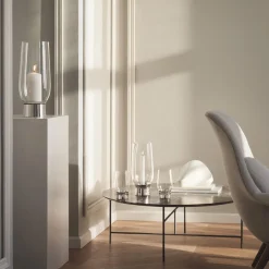 Lys>GEORG JENSEN LUMIS FYRFADSSTAGE RUSTRIT STÅL GLAS