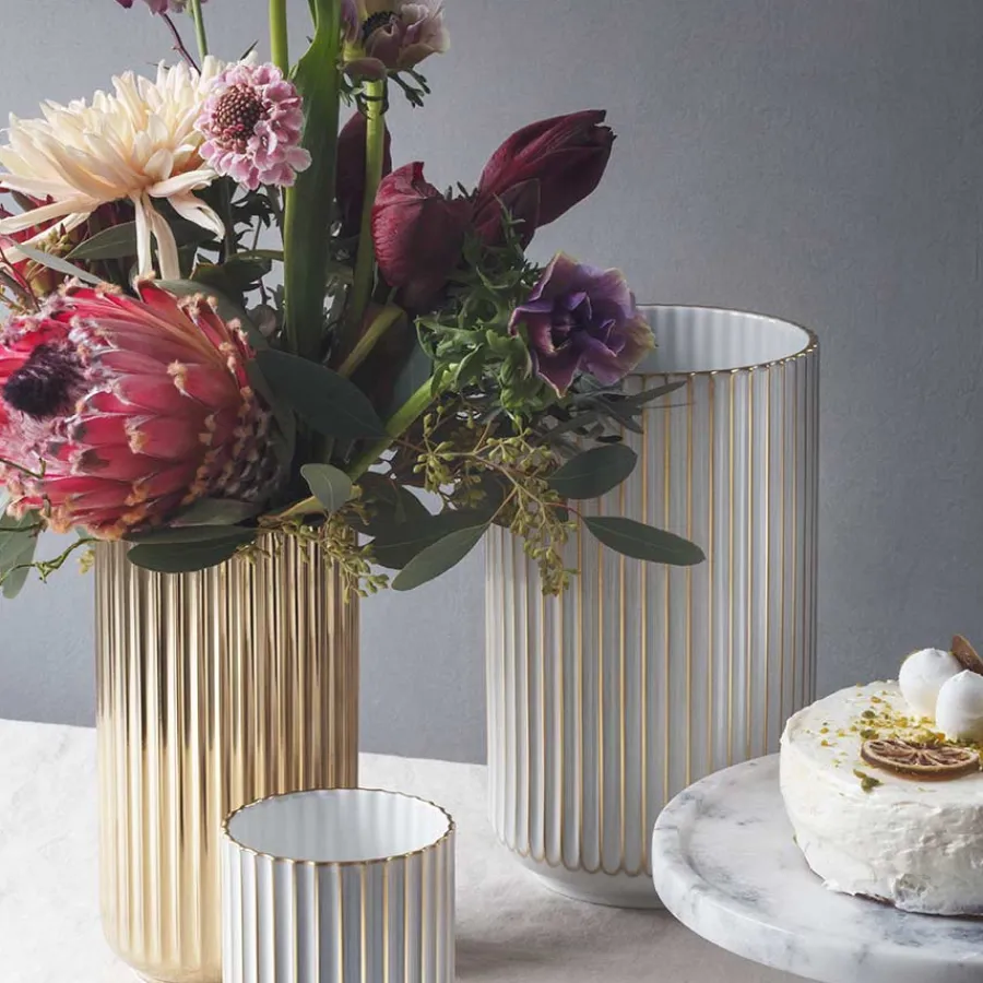 Dekor|Vaser>LYNGBY Porcelæn Vase 20,5cm Gull