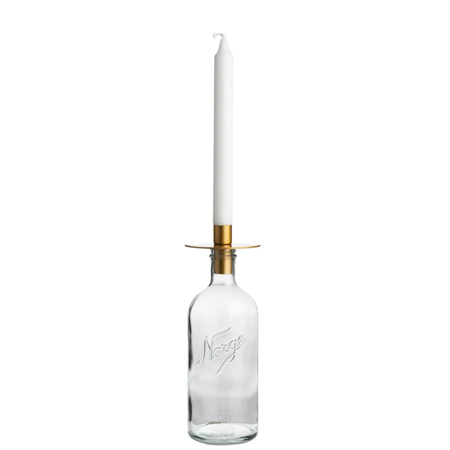 Dekor>NORGESGLASSET Lysholder til Norgesflaske Gull