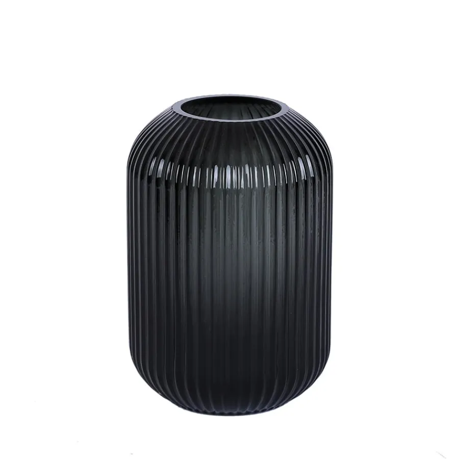 Dekor|Vaser>NOVA Edge Vase m/riller Sort 22cm