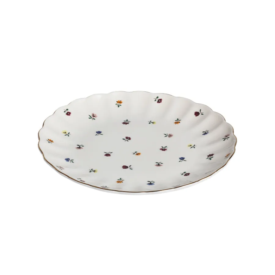 Tallerkener|Asjetter>NOVA Lilly Asjett m/Blomster og Gullkant 21cm Hvit
