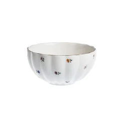 Skåler|Dessertskåler>NOVA Lilly Bolle m/Blomster og Gullkant 13cm Hvit