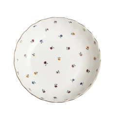 Dype Tallerkener>NOVA Lilly Dyp Tallerken m/Blomster og Gullkant 20cm Hvit