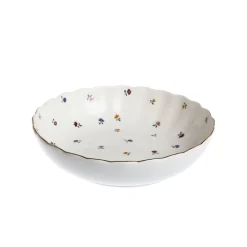 Dype Tallerkener>NOVA Lilly Dyp Tallerken m/Blomster og Gullkant 20cm Hvit