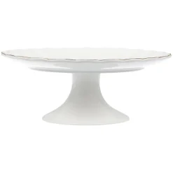 Fat>NOVA Lilly Kakefat På Stett 28cm Hvit m/Gullkant