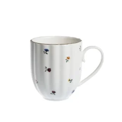 Krus>NOVA Lilly Krus m/Blomster og Gullkant 32cl Hvit