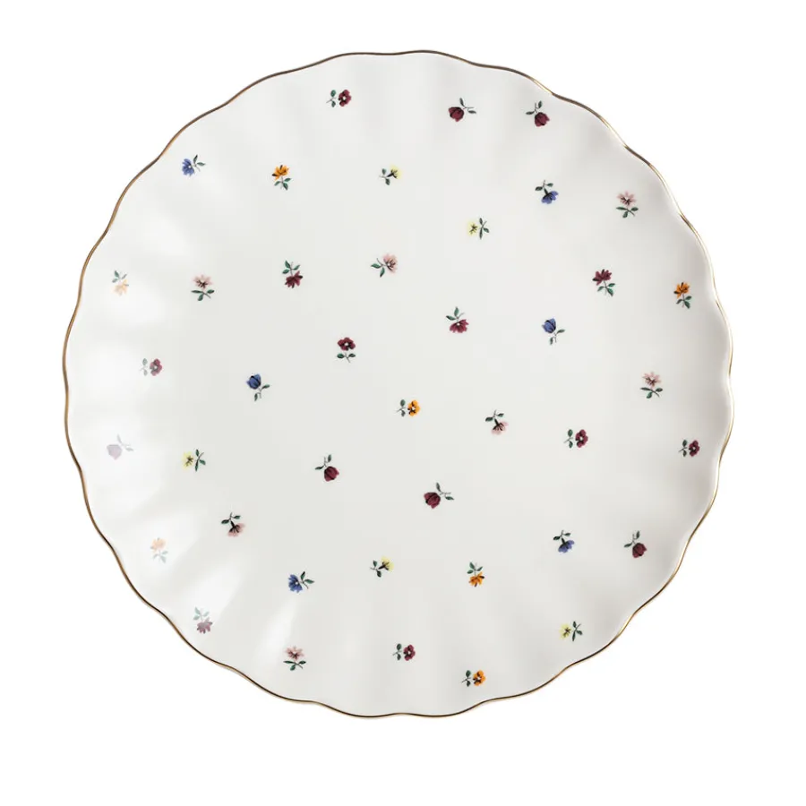 Tallerkener>NOVA Lilly Tallerken m/ Blomster og Gullkant 26cm Hvit